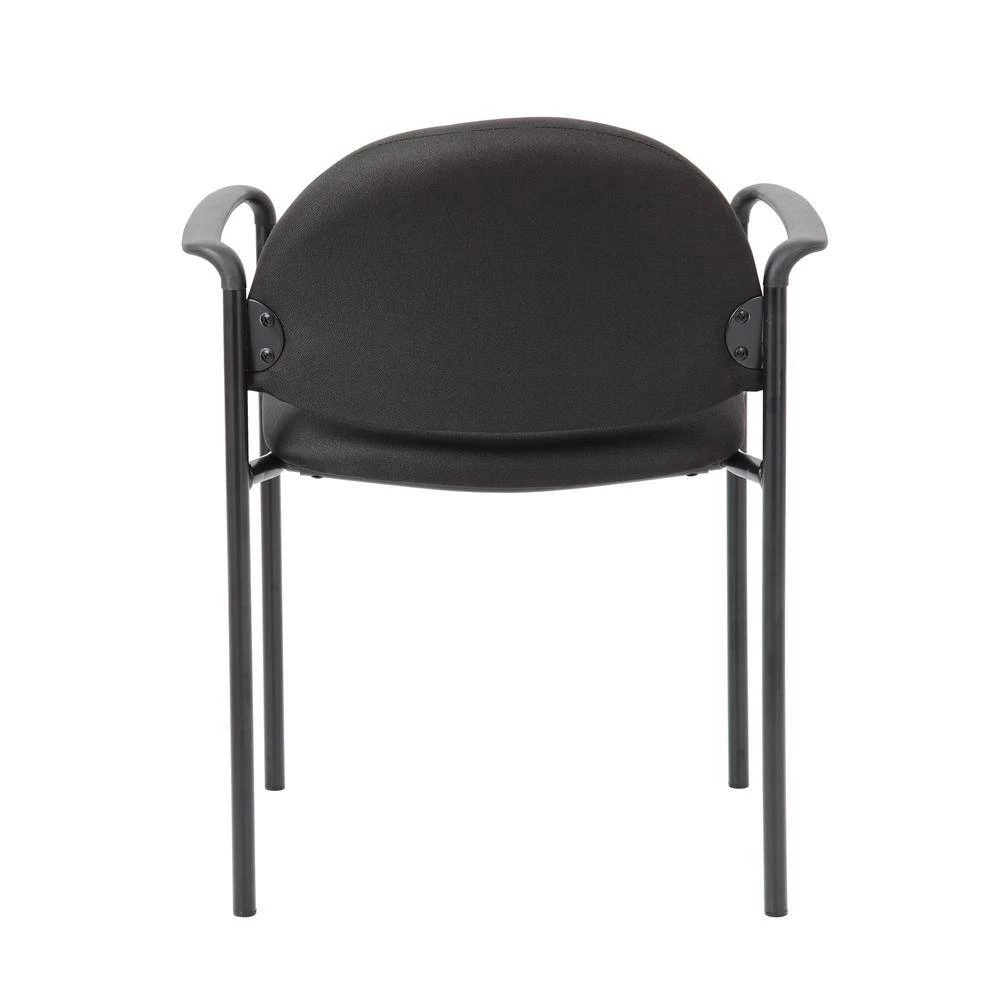 Black Fabric Cushions Black Steel Frame Molded Arm Caps Stackable Side Chair by BOSS Office Products 5 Black Fabric Cushions Black Steel Frame Molded Arm Caps Stackable Side Chair by BOSS Office Products - Image 3