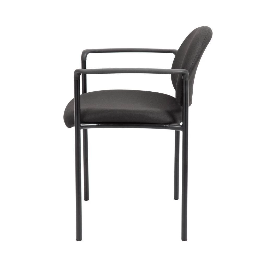Black Fabric Cushions Black Steel Frame Molded Arm Caps Stackable Side Chair by BOSS Office Products 4 Black Fabric Cushions Black Steel Frame Molded Arm Caps Stackable Side Chair by BOSS Office Products - Image 2