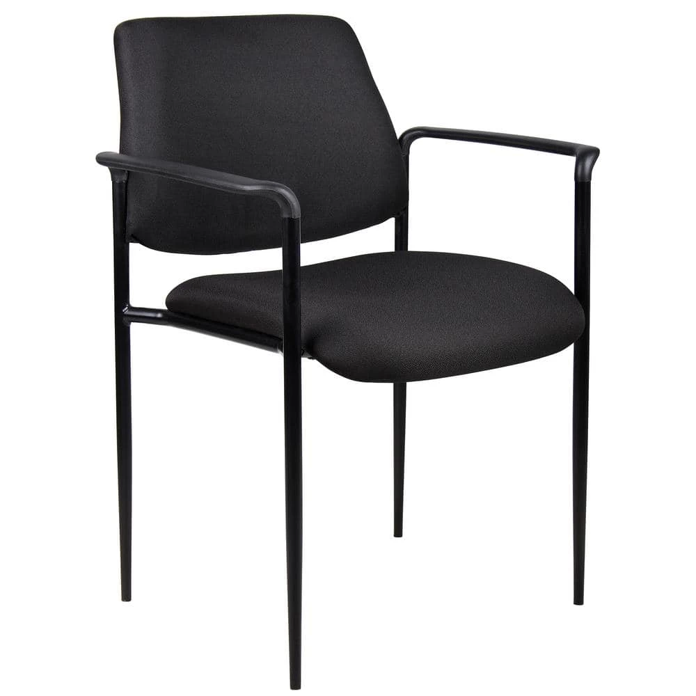 Black Fabric Cushions Black Steel Frame Molded Arms Stackable Guest Chair by BOSS Office Products 3 Black Fabric Cushions Black Steel Frame Molded Arms Stackable Guest Chair by BOSS Office Products