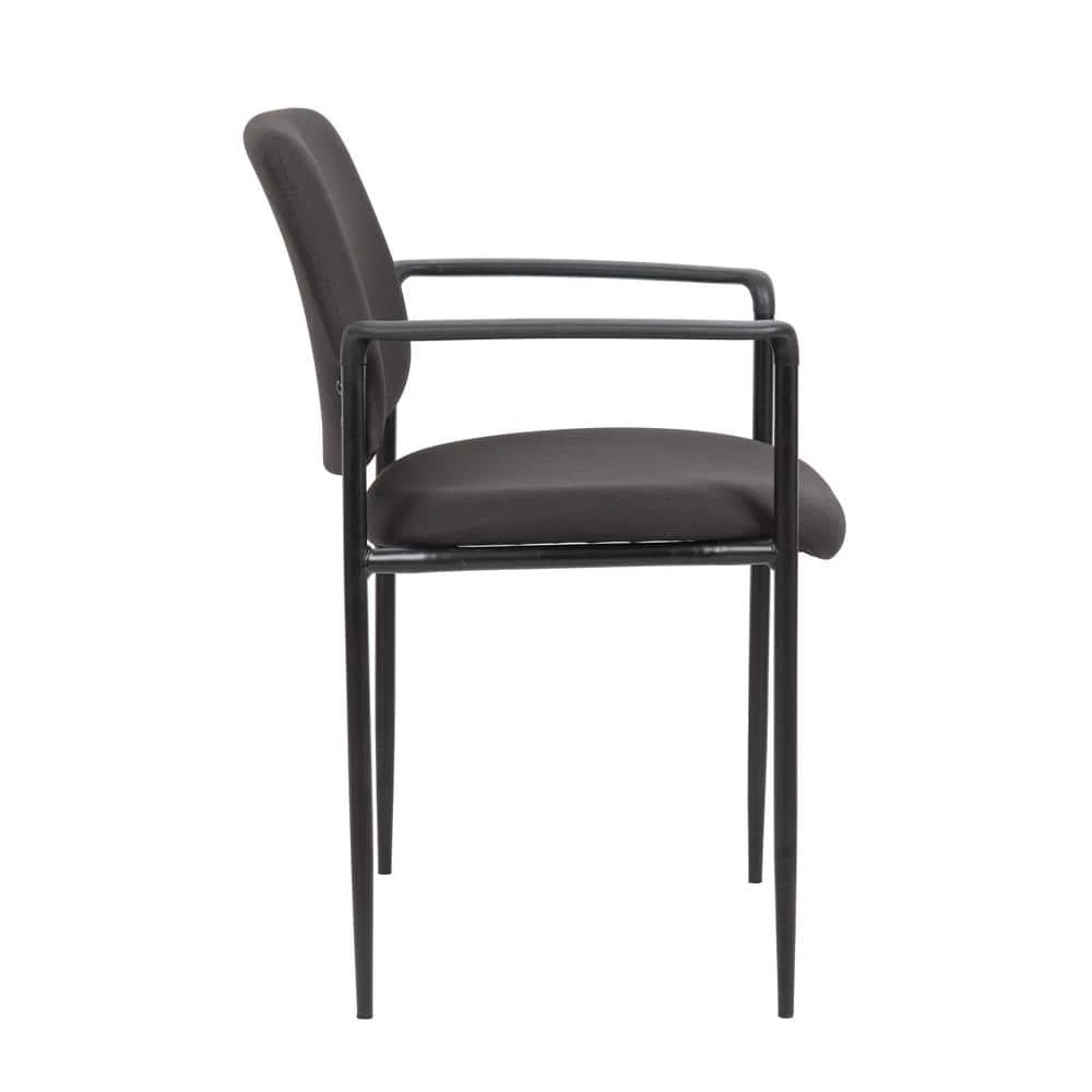 Black Fabric Cushions Black Steel Frame Molded Arms Stackable Guest Chair by BOSS Office Products 4 Black Fabric Cushions Black Steel Frame Molded Arms Stackable Guest Chair by BOSS Office Products - Image 2