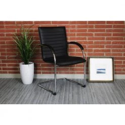 23 in. W Black Standard Faux Leather Guest Office Chair (Set of 2) by BOSS Office Products -BOSS Offic Shop black boss office products guest office chairs b9536 bk 2 31 1000