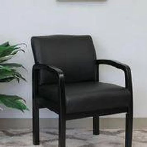 Designer Guest Chair. Black Leather Comfort Cushions. Black Wood Frame. No Tool Assembly by BOSS Office Products 10 Designer Guest Chair. Black Leather Comfort Cushions. Black Wood Frame. No Tool Assembly by BOSS Office Products - Image 8