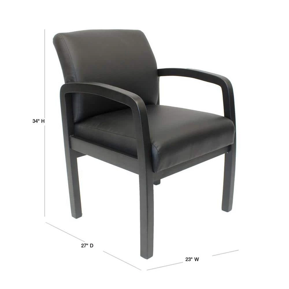 Designer Guest Chair. Black Leather Comfort Cushions. Black Wood Frame. No Tool Assembly by BOSS Office Products 5 Designer Guest Chair. Black Leather Comfort Cushions. Black Wood Frame. No Tool Assembly by BOSS Office Products - Image 3
