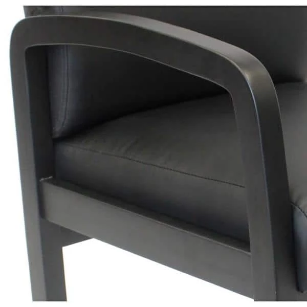 Designer Guest Chair. Black Leather Comfort Cushions. Black Wood Frame. No Tool Assembly by BOSS Office Products 7 Designer Guest Chair. Black Leather Comfort Cushions. Black Wood Frame. No Tool Assembly by BOSS Office Products - Image 5
