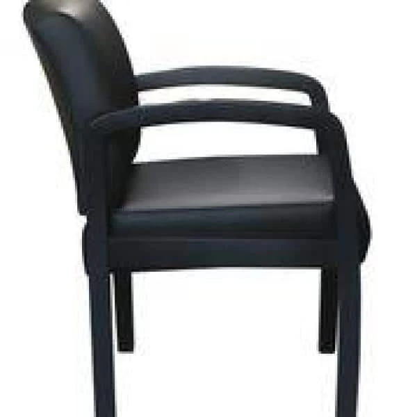 Designer Guest Chair. Black Leather Comfort Cushions. Black Wood Frame. No Tool Assembly by BOSS Office Products 4 Designer Guest Chair. Black Leather Comfort Cushions. Black Wood Frame. No Tool Assembly by BOSS Office Products - Image 2