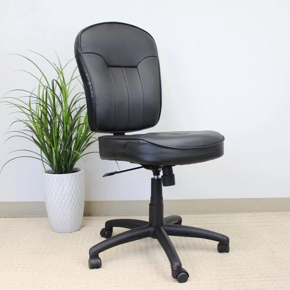 27 in. W Black Big and Tall Faux Leather Task Chair with Swivel Seat by BOSS Office Products 7 27 in. W Black Big and Tall Faux Leather Task Chair with Swivel Seat by BOSS Office Products - Image 5