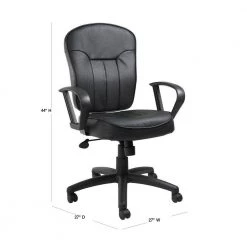 Black Boss Leather Task Chair W/Adjustable Arms by BOSS Office Products -BOSS Offic Shop black boss office products task chairs b1563 40 1000