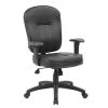 Black Boss Leather Task Chair W/Adjustable Arms by BOSS Office Products