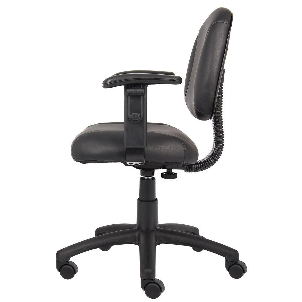 Black LeatherPlus Adjustable Arms Leather Task Chair by BOSS Office Products 4 Black LeatherPlus Adjustable Arms Leather Task Chair by BOSS Office Products - Image 2