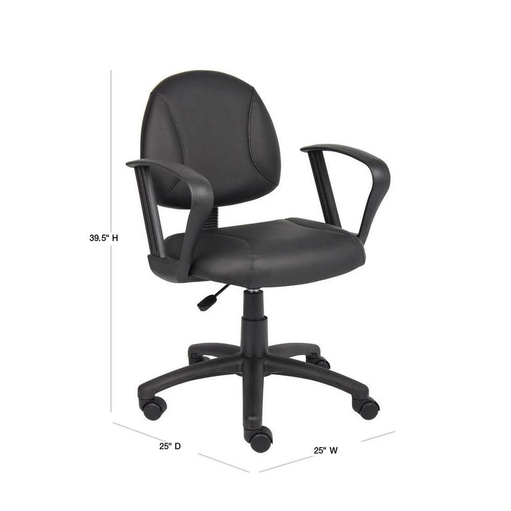 25 in. Width Big and Tall Black Leather Task Chair with Swivel Seat by BOSS Office Products 5 25 in. Width Big and Tall Black Leather Task Chair with Swivel Seat by BOSS Office Products - Image 3