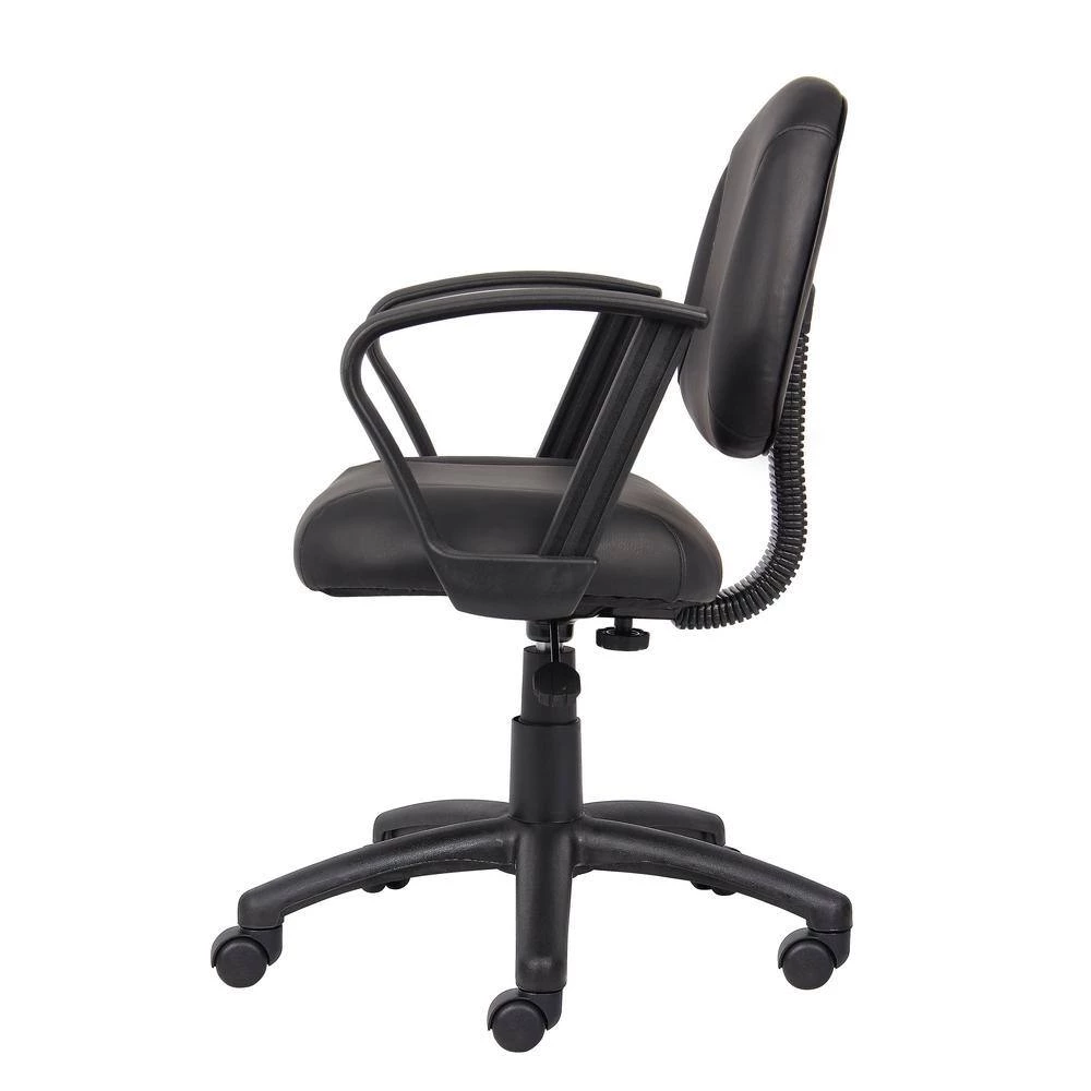 25 in. Width Big and Tall Black Leather Task Chair with Swivel Seat by BOSS Office Products 4 25 in. Width Big and Tall Black Leather Task Chair with Swivel Seat by BOSS Office Products - Image 2