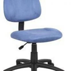 Blue Microfiber Fabric upholstered Cushions Black Nylon Base Armless Pneumatic Lift Task Chair by BOSS Office Products -BOSS Offic Shop black boss office products task chairs b325 be 31 1000