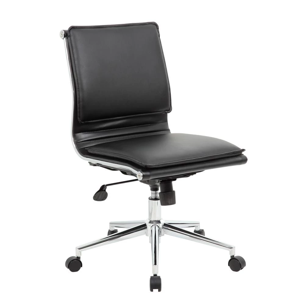 Black Contemporary Armless Desk Chair by BOSS Office Products 3 Black Contemporary Armless Desk Chair by BOSS Office Products