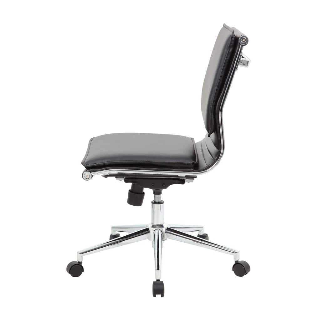 Black Contemporary Armless Desk Chair by BOSS Office Products 4 Black Contemporary Armless Desk Chair by BOSS Office Products - Image 2