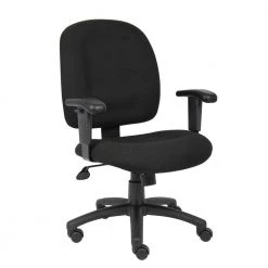 Black Fabric Task Chair with Adjustable Arms by BOSS Office Products