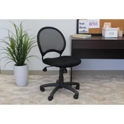 Black Armless Mesh Desk Chair by BOSS Office Products -BOSS Offic Shop black boss office products task chairs b6215 76 1000