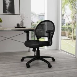 Black Mesh Back and Fabric Seat Adjustable Arms Pneumatic Lift Task Chair by BOSS Office Products -BOSS Offic Shop black boss office products task chairs b6216 1f 1000