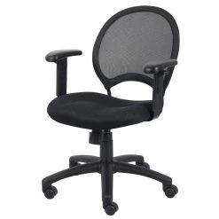 Black Mesh Back and Fabric Seat Adjustable Arms Pneumatic Lift Task Chair by BOSS Office Products -BOSS Offic Shop black boss office products task chairs b6216 4f 1000