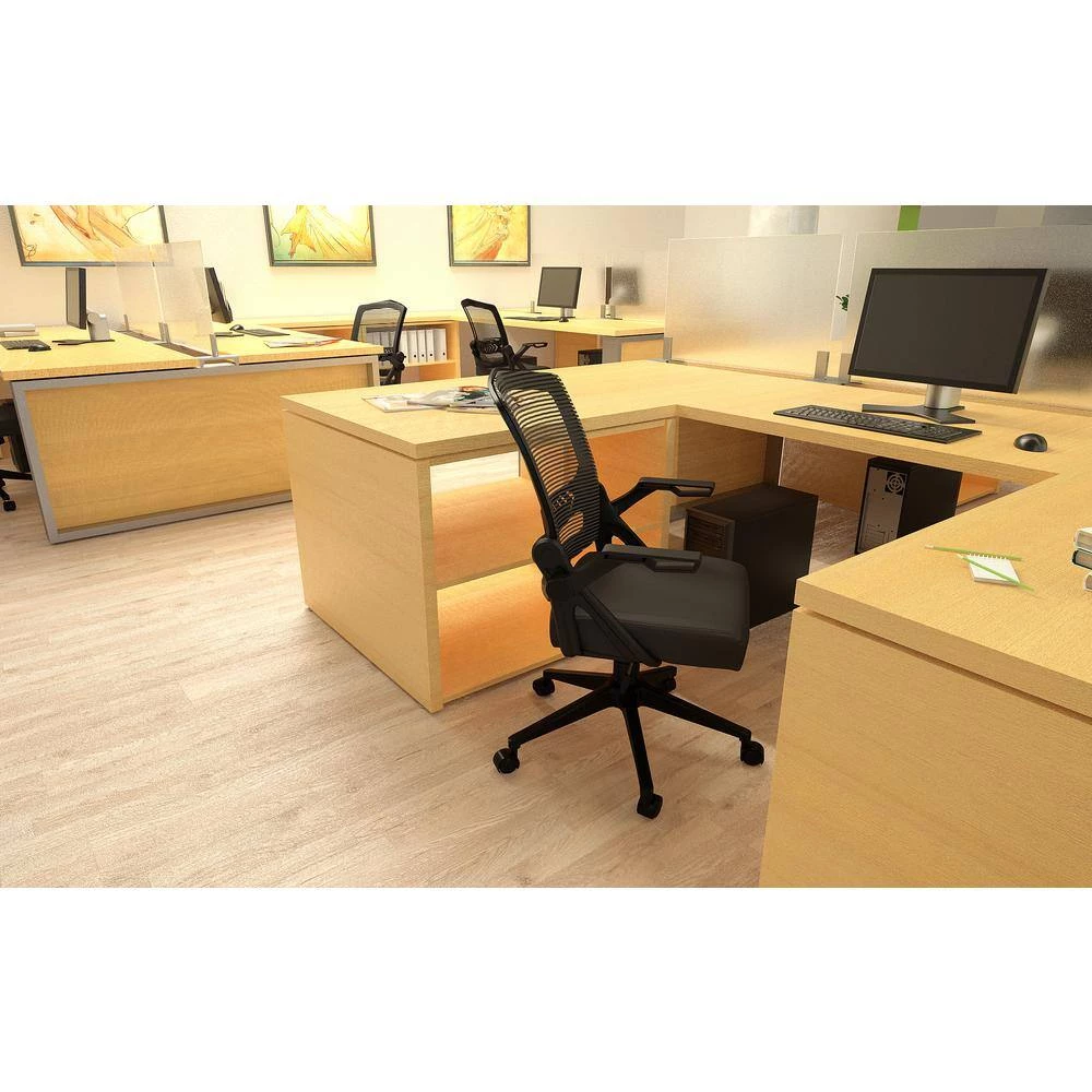 Black Mesh Flip Arm Task Chair by BOSS Office Products 6 Black Mesh Flip Arm Task Chair by BOSS Office Products - Image 4