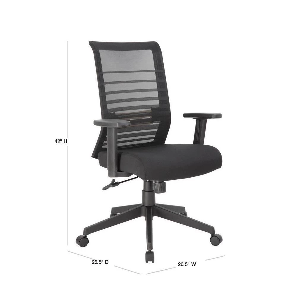 Black Executive Mesh Back Desk Chair Adj Arms by BOSS Office Products 5 Black Executive Mesh Back Desk Chair Adj Arms by BOSS Office Products - Image 3