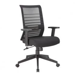 Black Executive Mesh Back Desk Chair Adj Arms by BOSS Office Products