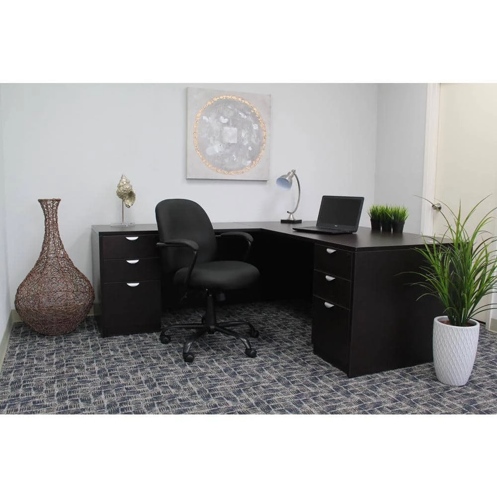 Manager Desk Chair Black Crepe Fabric Black Steel Frame and Base Padded Arms 300 lbs. Capacity Pneumatic Lift by BOSS Office Products 8 Manager Desk Chair Black Crepe Fabric Black Steel Frame and Base Padded Arms 300 lbs. Capacity Pneumatic Lift by BOSS Office Products - Image 6
