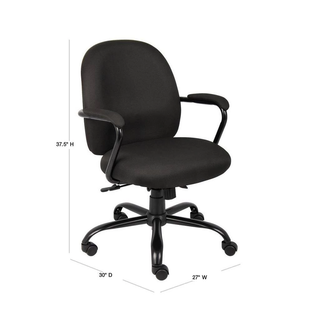 Manager Desk Chair Black Crepe Fabric Black Steel Frame and Base Padded Arms 300 lbs. Capacity Pneumatic Lift by BOSS Office Products 5 Manager Desk Chair Black Crepe Fabric Black Steel Frame and Base Padded Arms 300 lbs. Capacity Pneumatic Lift by BOSS Office Products - Image 3