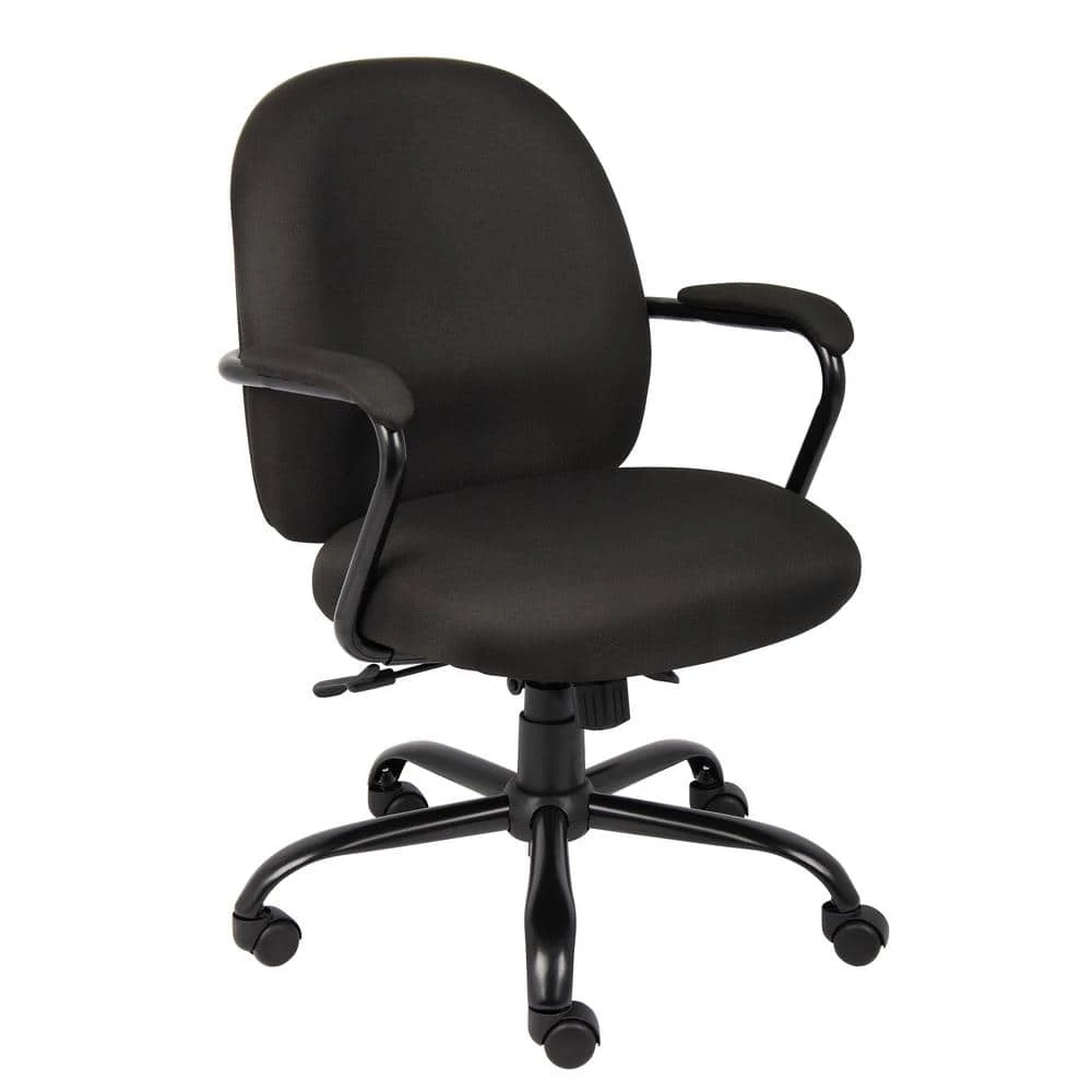 Manager Desk Chair Black Crepe Fabric Black Steel Frame and Base Padded Arms 300 lbs. Capacity Pneumatic Lift by BOSS Office Products 3 Manager Desk Chair Black Crepe Fabric Black Steel Frame and Base Padded Arms 300 lbs. Capacity Pneumatic Lift by BOSS Office Products