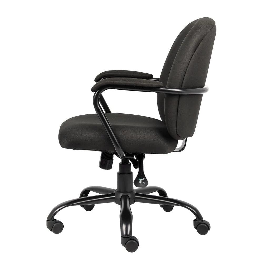 Manager Desk Chair Black Crepe Fabric Black Steel Frame and Base Padded Arms 300 lbs. Capacity Pneumatic Lift by BOSS Office Products 4 Manager Desk Chair Black Crepe Fabric Black Steel Frame and Base Padded Arms 300 lbs. Capacity Pneumatic Lift by BOSS Office Products - Image 2