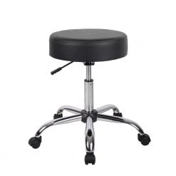 WorkPro Black/Chrome Antimicrobial Vinyl Medical Stool by BOSS Office Products