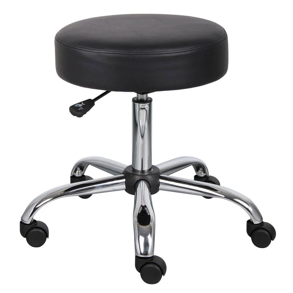 WorkPro Black/Chrome Antimicrobial Vinyl Medical Stool by BOSS Office Products 4 WorkPro Black/Chrome Antimicrobial Vinyl Medical Stool by BOSS Office Products - Image 2