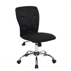 KidsPro Task Chair Black Microfiber fabricChrome Base Crystal Button Tufting Pneumatic Lift by BOSS Office Products