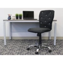 KidsPro Task Chair Black Microfiber fabricChrome Base Crystal Button Tufting Pneumatic Lift by BOSS Office Products -Default Template 6 black chrome boss office products task chairs b220 bk 76 1000