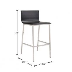Marina 39 in. Black Bar Stool by ZUO -Default Template 6 black stainless steel zuo bar stools 100644 40 1000