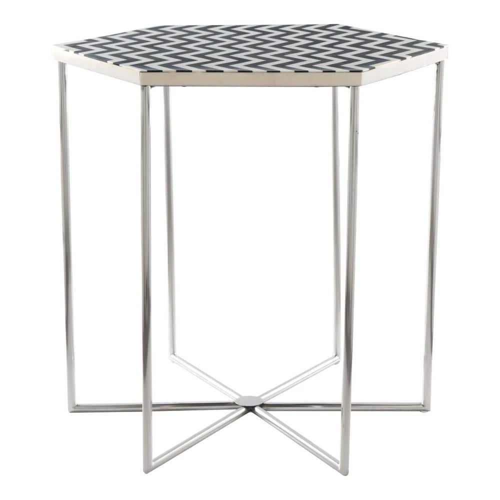 Forma Black and White Side Table by ZUO 3 Forma Black and White Side Table by ZUO