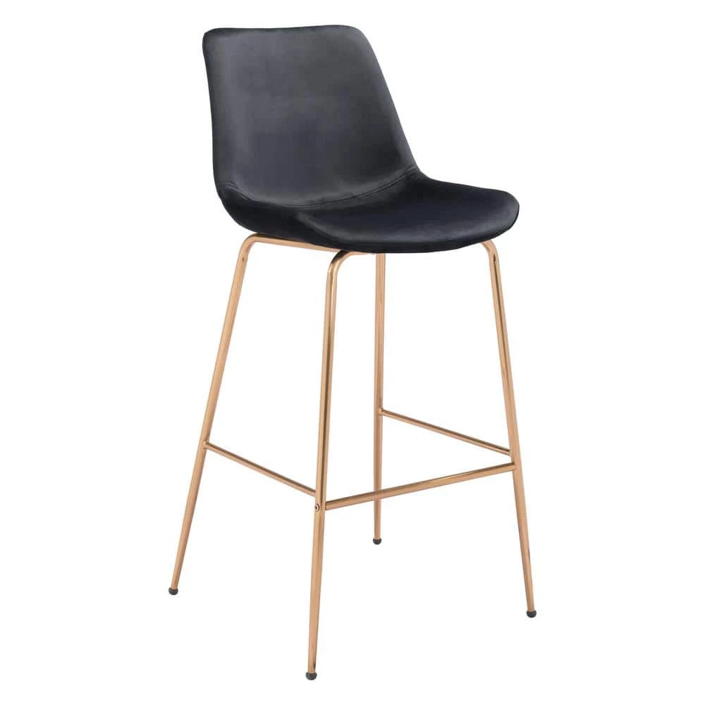 Tony Bar Chair Black & Gold by ZUO 3 Tony Bar Chair Black & Gold by ZUO