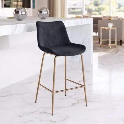 Tony Counter Chair Black & Gold by ZUO