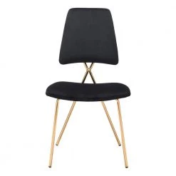 Chloe Black, Gold Polyester Dining Side Chair Set of 2 by ZUO -BOSS Offic Shop black zuo dining chairs 101464 1f 1000