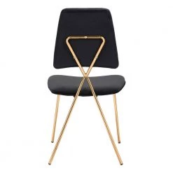 Chloe Black, Gold Polyester Dining Side Chair Set of 2 by ZUO -BOSS Offic Shop black zuo dining chairs 101464 44 1000