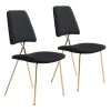 Chloe Black, Gold Polyester Dining Side Chair Set of 2 by ZUO -Default Template 6 black zuo dining chairs 101464 64 1000