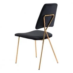 Chloe Black, Gold Polyester Dining Side Chair Set of 2 by ZUO -BOSS Offic Shop black zuo dining chairs 101464 fa 1000