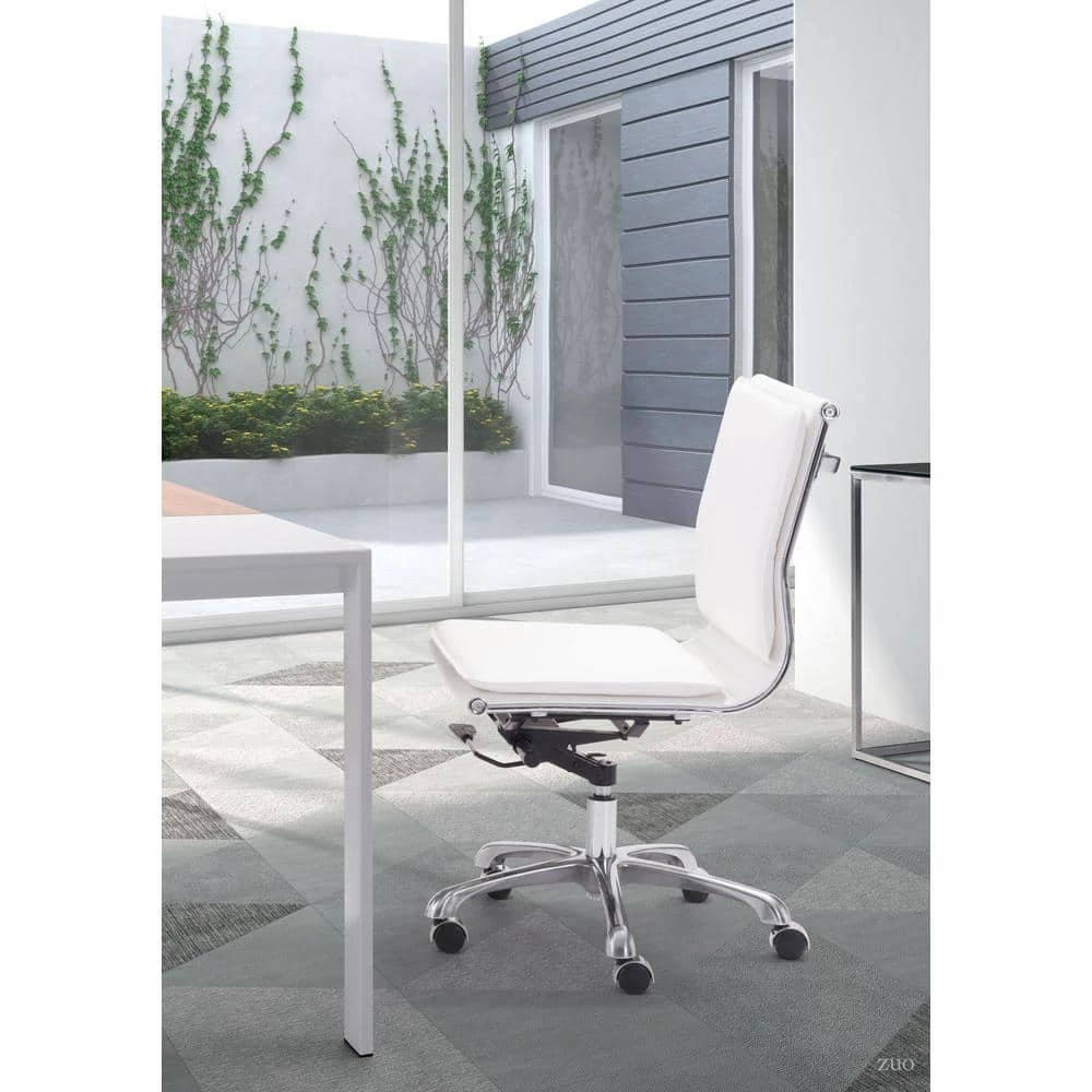 Lider Plus Faux Leather Armless Office Chair Black by ZUO 8 Lider Plus Faux Leather Armless Office Chair Black by ZUO - Image 6