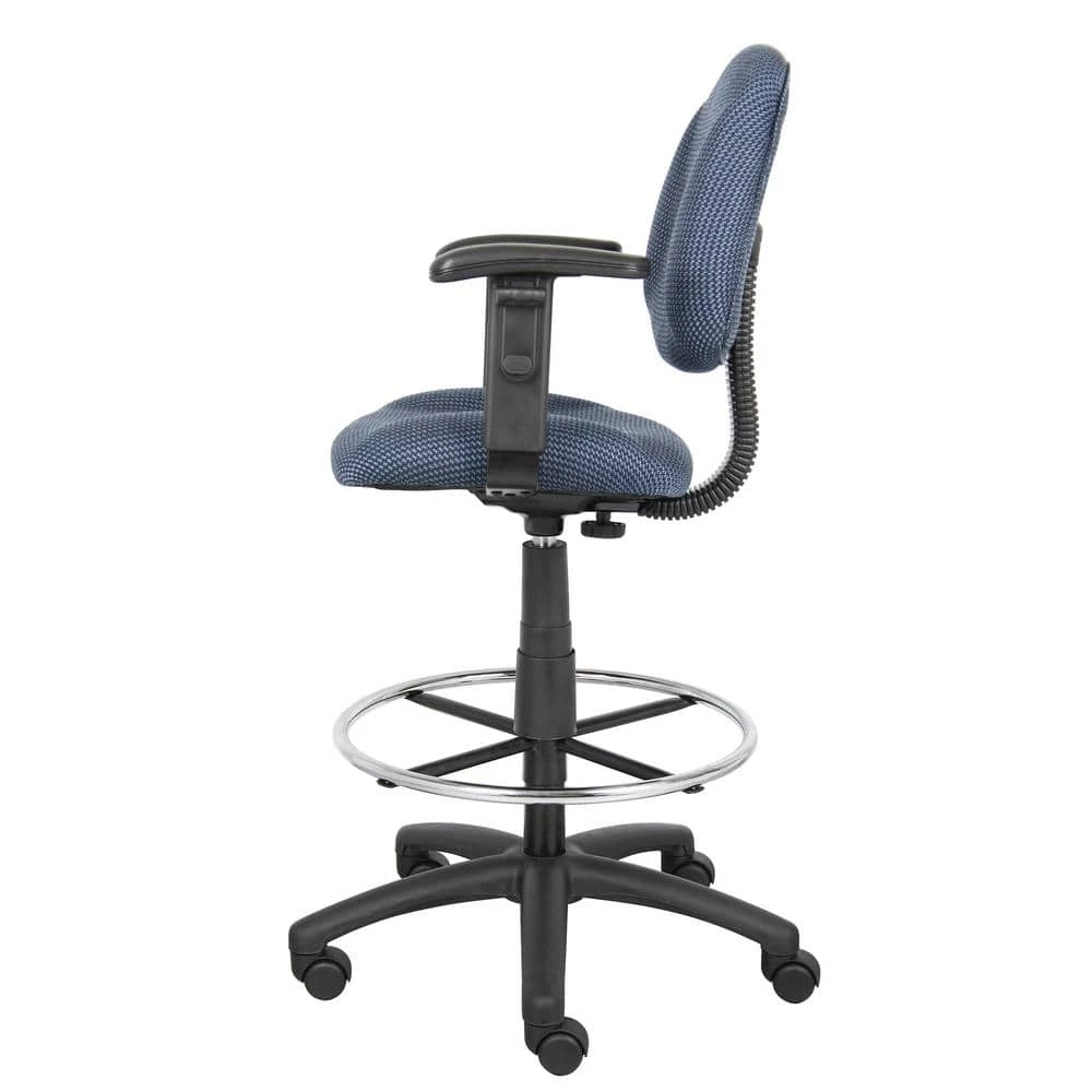 Blue Adjustable Arm Drafting Stool by BOSS Office Products 4 Blue Adjustable Arm Drafting Stool by BOSS Office Products - Image 2