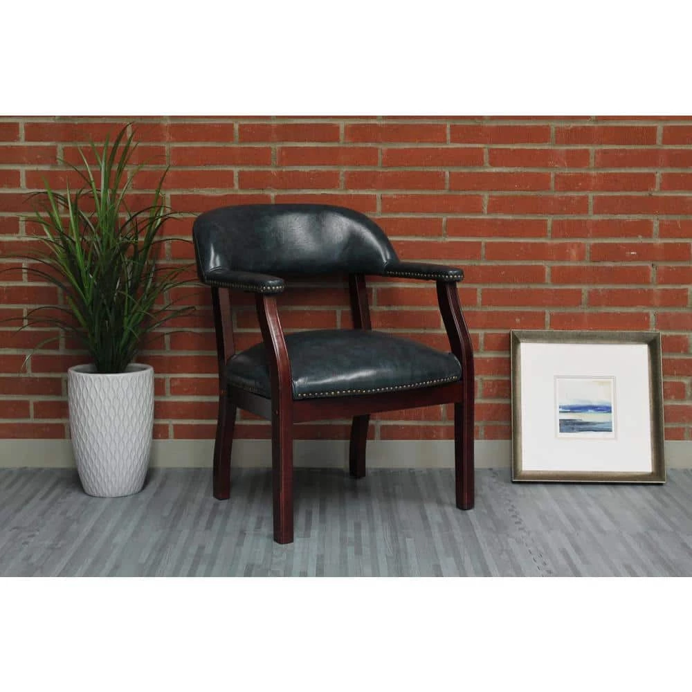 24 in. Width Big and Tall Blue Vinyl Guest Office Chair by BOSS Office Products 8 24 in. Width Big and Tall Blue Vinyl Guest Office Chair by BOSS Office Products - Image 6