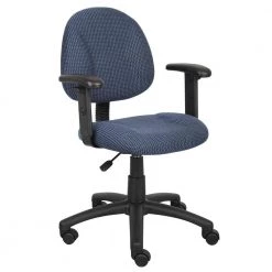 HomePro Adjustable Arm Task Chair BlueTweed Fabric Pnuematic Lift by BOSS Office Products