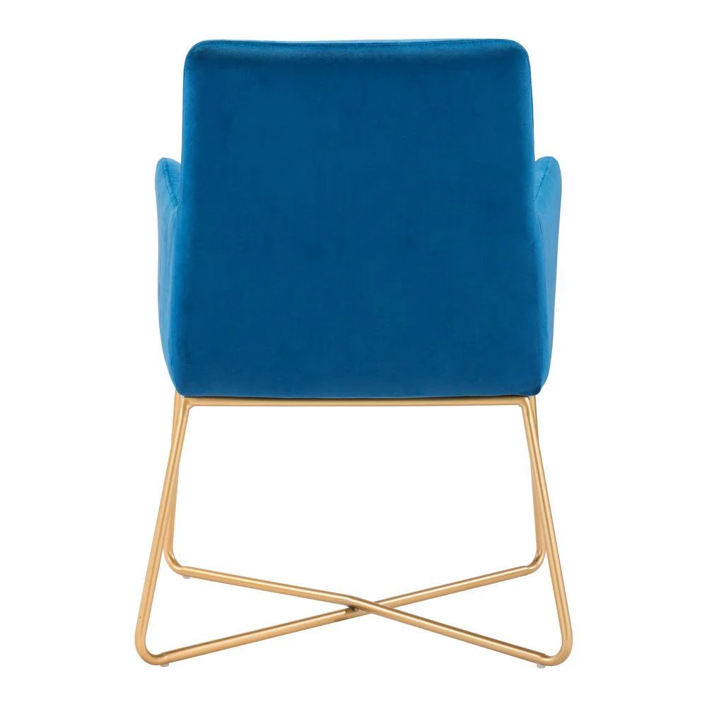 Honoria Blue Velvet Arm Chair by ZUO 6 Honoria Blue Velvet Arm Chair by ZUO - Image 4