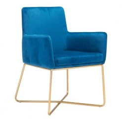 Honoria Blue Velvet Arm Chair by ZUO