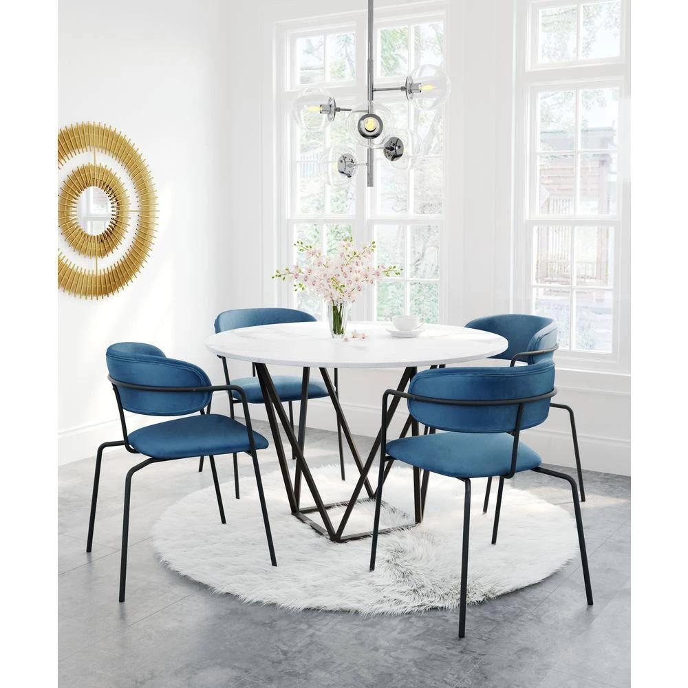 Emrys Blue, Black Polyester Dining Arm Chair Set of 2 by ZUO 10 Emrys Blue, Black Polyester Dining Arm Chair Set of 2 by ZUO - Image 8