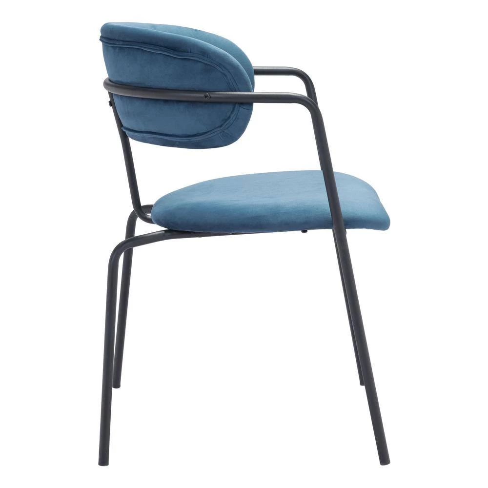 Emrys Blue, Black Polyester Dining Arm Chair Set of 2 by ZUO 4 Emrys Blue, Black Polyester Dining Arm Chair Set of 2 by ZUO - Image 2
