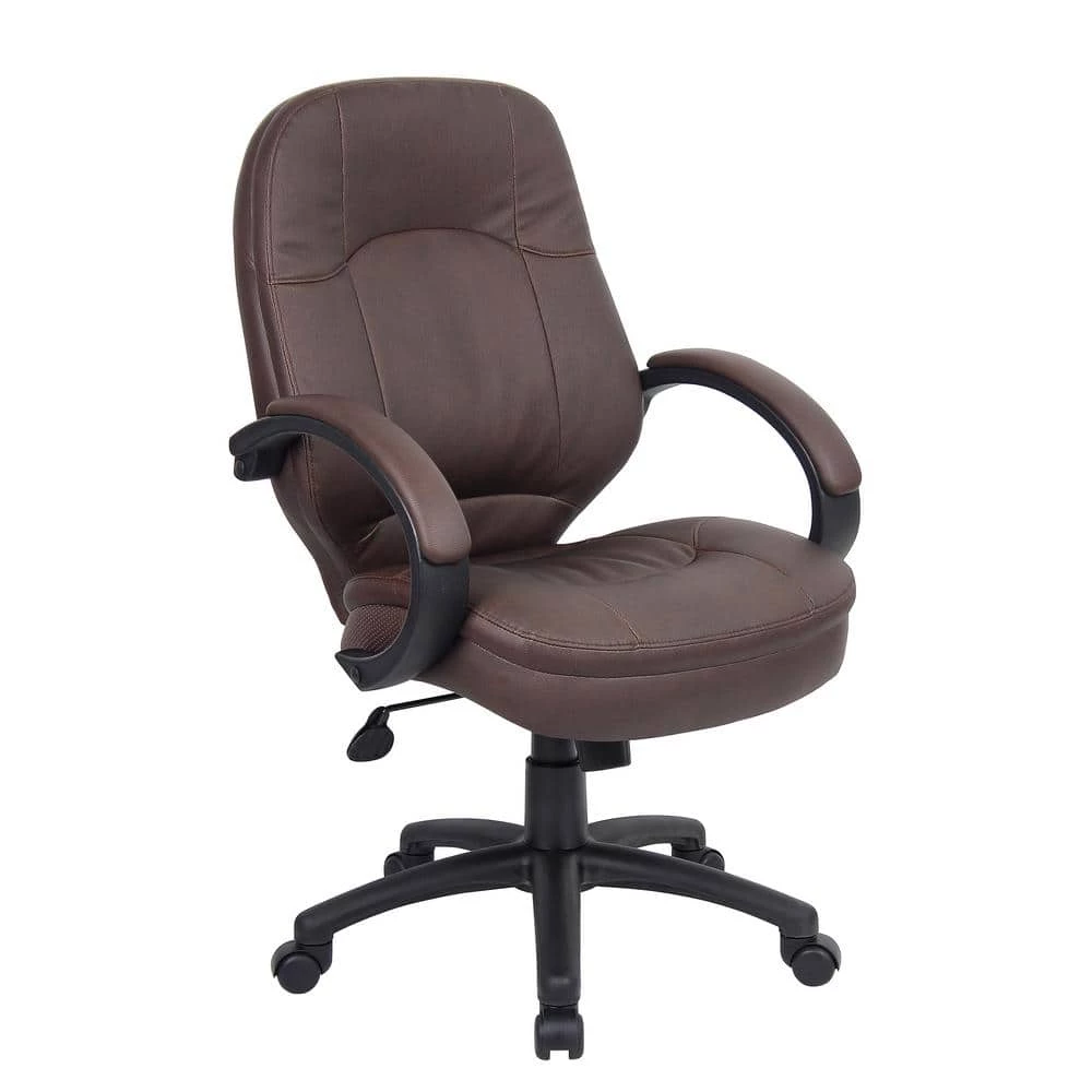 27 in. Width Big and Tall Bomber Brown Faux Leather Executive Chair with Swivel Seat by BOSS Office Products 3 27 in. Width Big and Tall Bomber Brown Faux Leather Executive Chair with Swivel Seat by BOSS Office Products